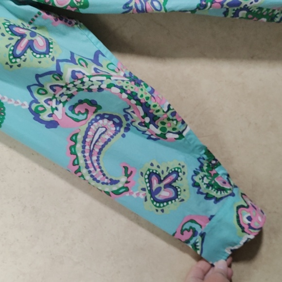 02531 Talbots aqua w/blue, pink & green cotton L/S shirt 1X - Picture 5 of 10